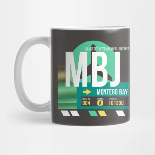 Montego Bay (MBJ) Airport // Retro Sunset Baggage Tag Mug